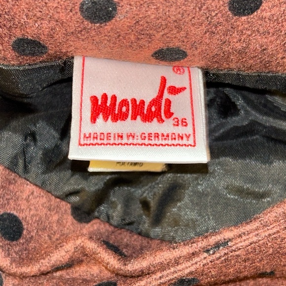 Vintage Mondi pleated polka dot skirt. Velour trim. Size 36 equivalent to US 4 - Picture 3 of 4